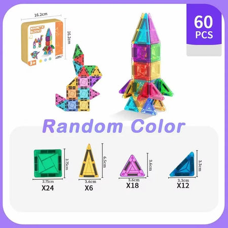 Mini Magnetic Tiles Travel Toys 3.75cm &ndash; Portable STEM ATS30699C60PCS