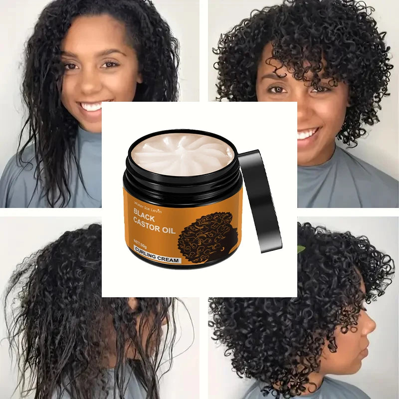 Black Castor Oil Curling Cream &ndash; Long-Lasting Moisture for Frizzy Curly Hair