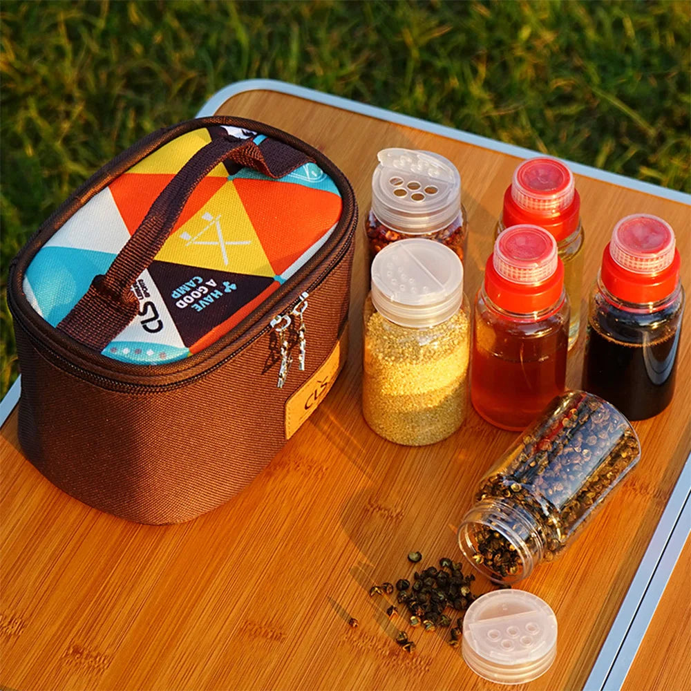 Camping Spice Containers Set &ndash; Includes Storage Bag