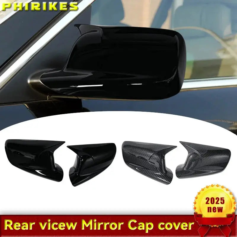 For BMW 3 Series E46 2 Doors 7 Series E65 E66 E67 E68 2001-2008 2PCS Car Side Door Rearview Side Balck Carbon Mirror Cover Caps by InterCyprus Trading Ltd