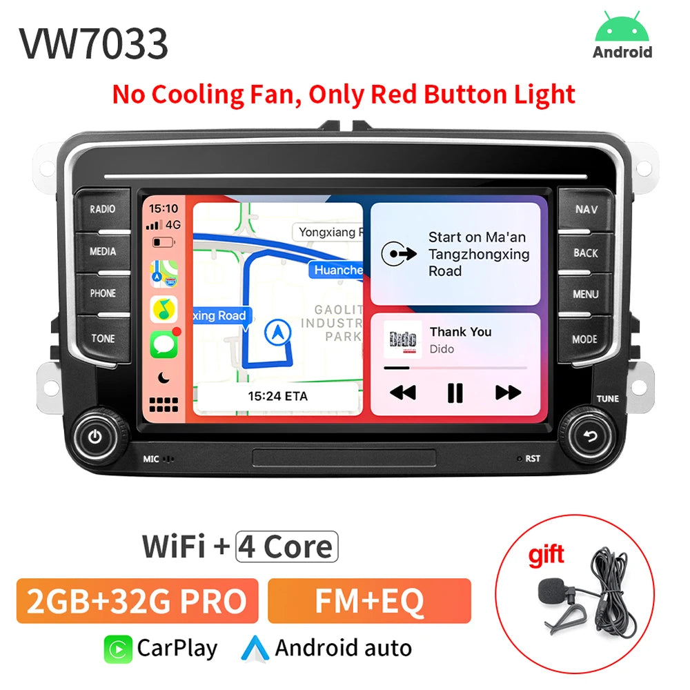 AKAMATE 7Inch 2Din Android 13 Car Radio &ndash; CarPlay GPS No Fan