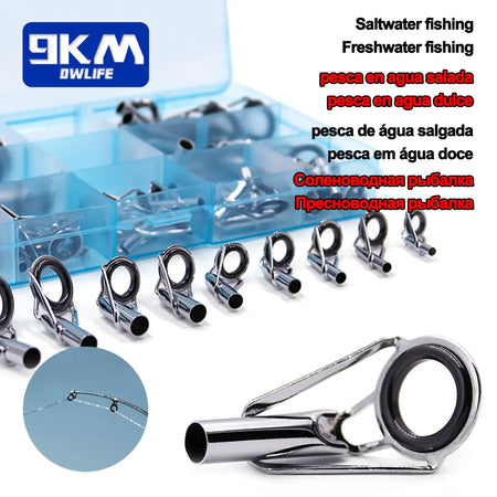 Premium Fishing Rod Guide Tip Repair Kit - Stainless Steel &amp; Ceramic Rings for Freshwater &amp; Saltwater