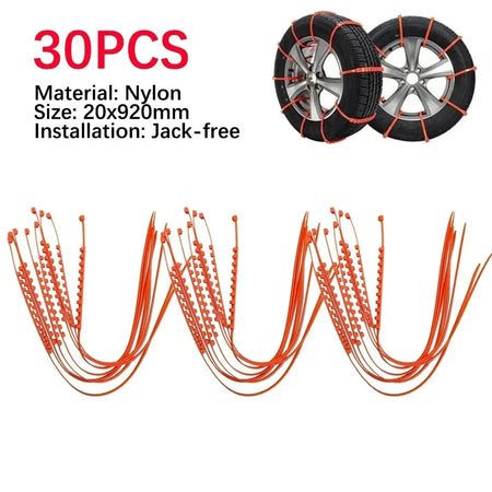 Car Tire Chains Winter Snow Tyre Anti Skid &ndash; Lightweight 30pcs