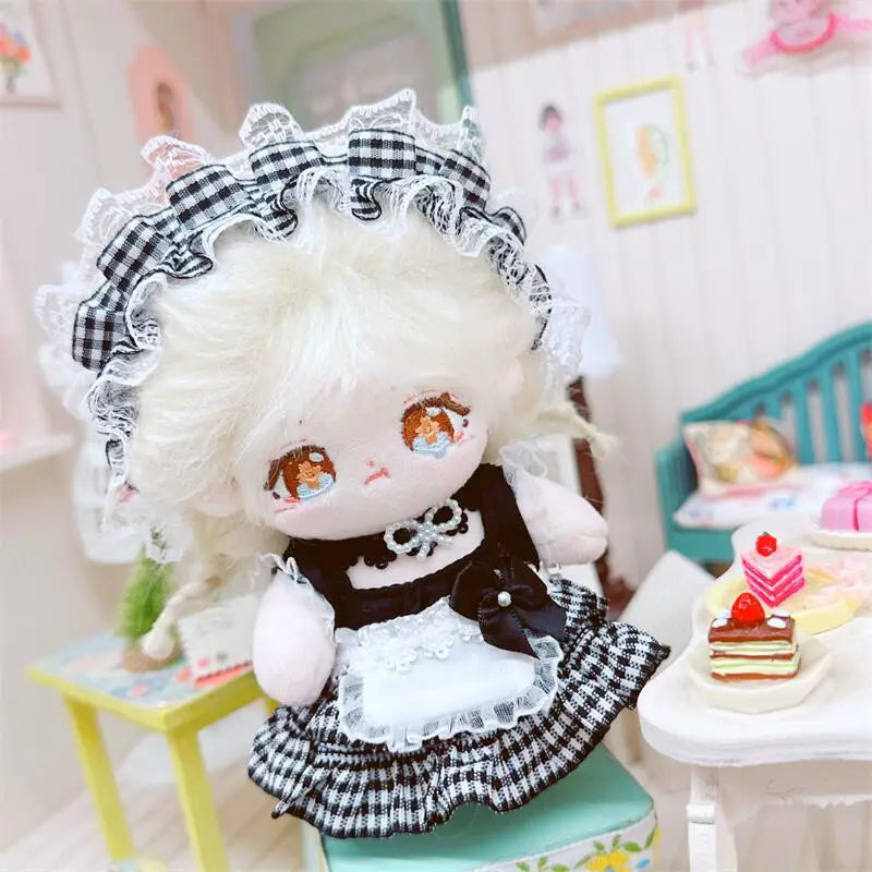 10 cm Sevimli Siyah Lolita Elbise Takım Elbise Peluş Idol Bebek Kawaii Yumuşak Dolması Pamuk Bebek DIY Elbise Aksesuarı Kız Koleksiyonu için Hediye