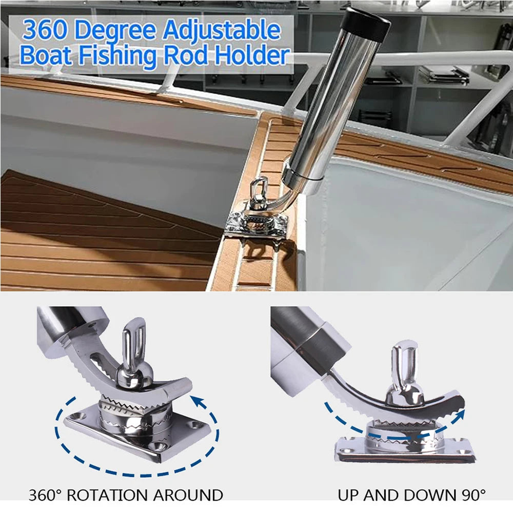 Fishing Boat Rod Holder 316 Stainless Steel - Adjustable