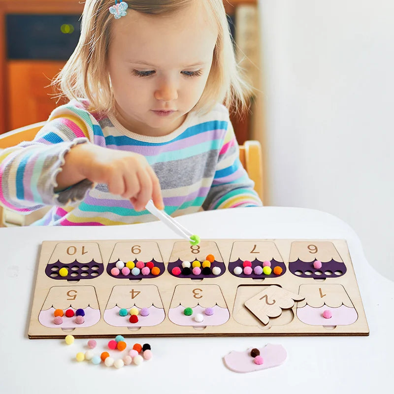 Montessori Träpussel för räkning 1 till 10 Matchningsspel