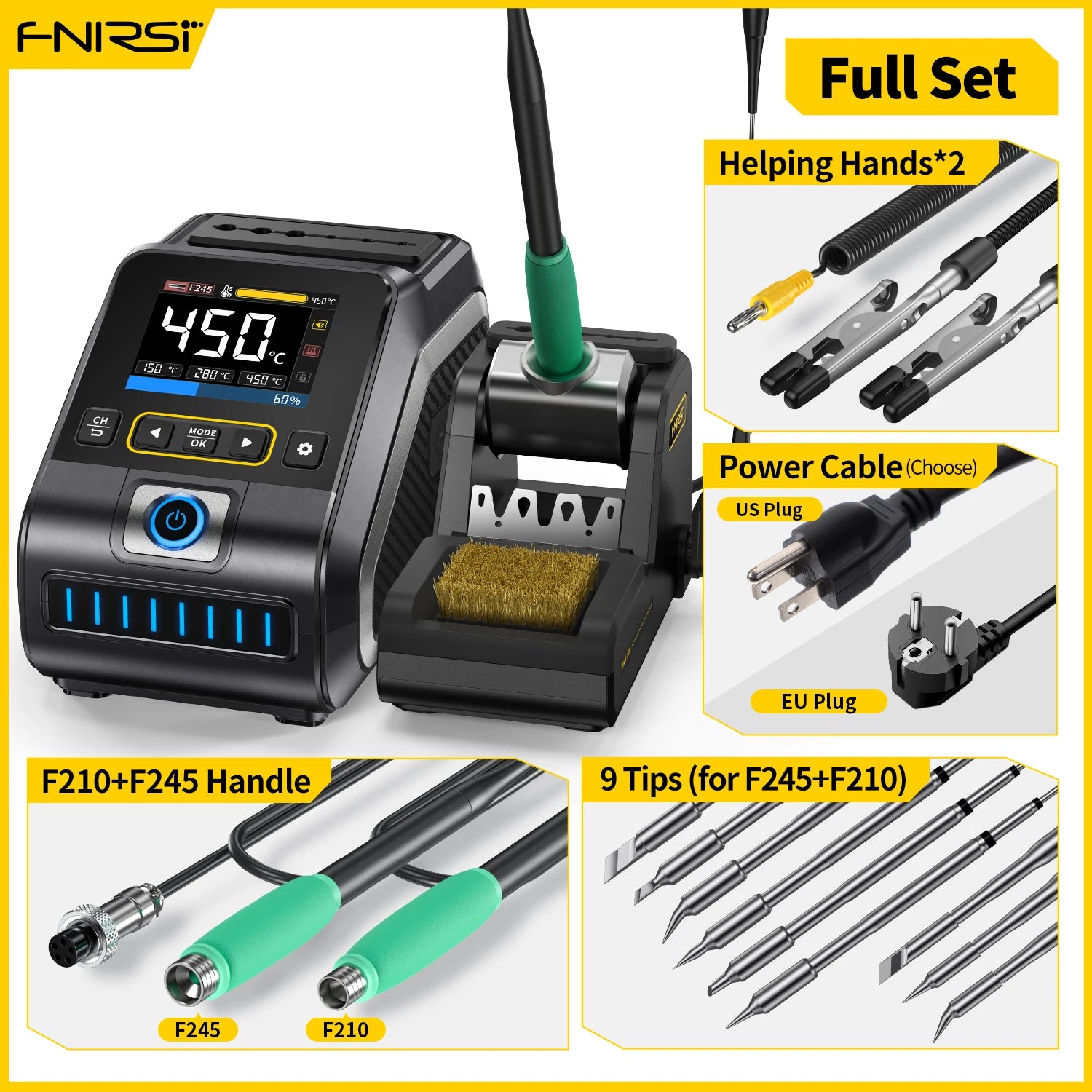 FNIRSI DWS-200 &ndash; 200W Soldering Station with C210/C245 DWS-200 Full Set / US (110V-240V)