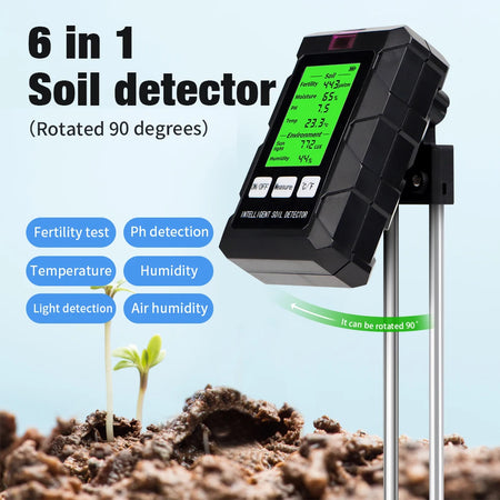 90 Degrees Rotation 6 In 1 Soil Meter &ndash; All In One Sensor