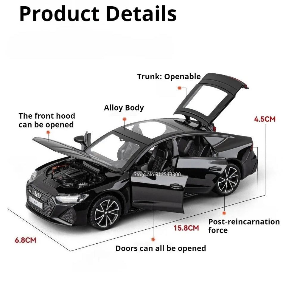 Diecast model avtomobil 1:32 RS7 RS6 z odprtimi vrati, izvrstna notranjost, kovinsko telo