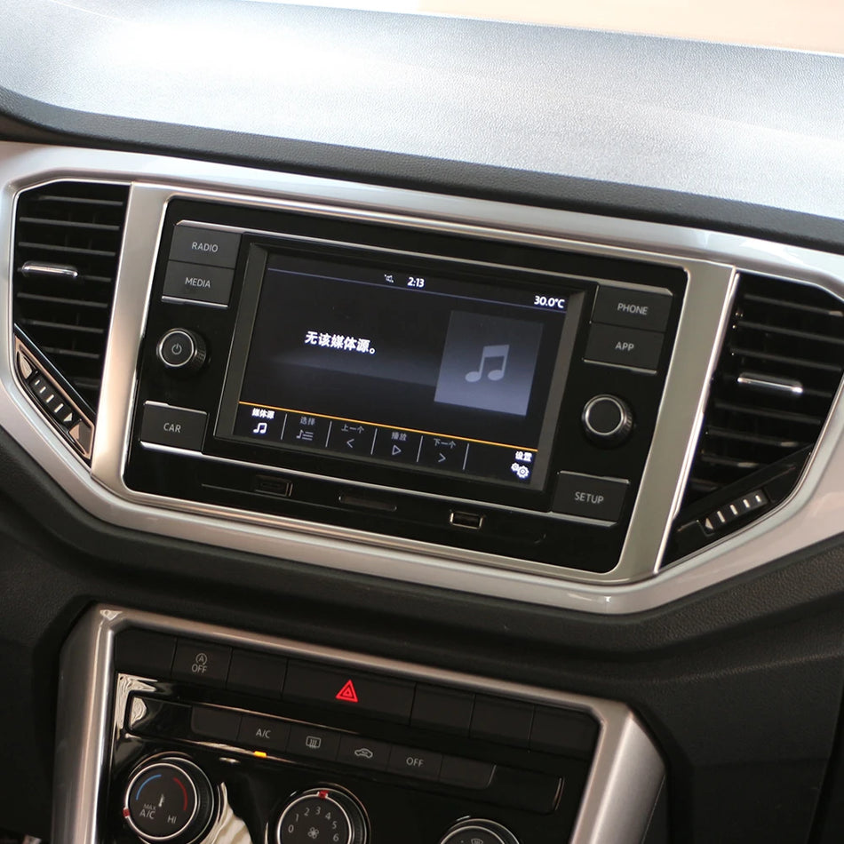 Navigointinäytön kehys Volkswagen T-Roc harjattua ruostumatonta terästä 2018 2019 2020 2021 LHD-malleille