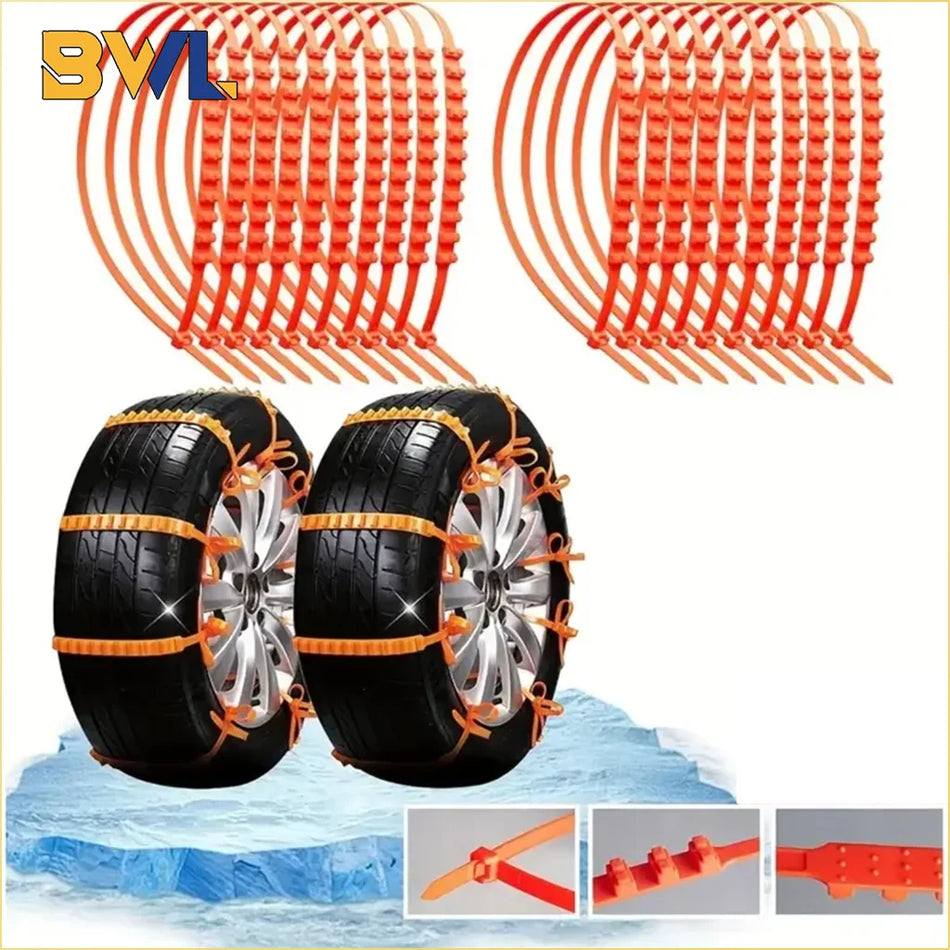 Anti Skid Snow Chains - Double Grooves For Traction