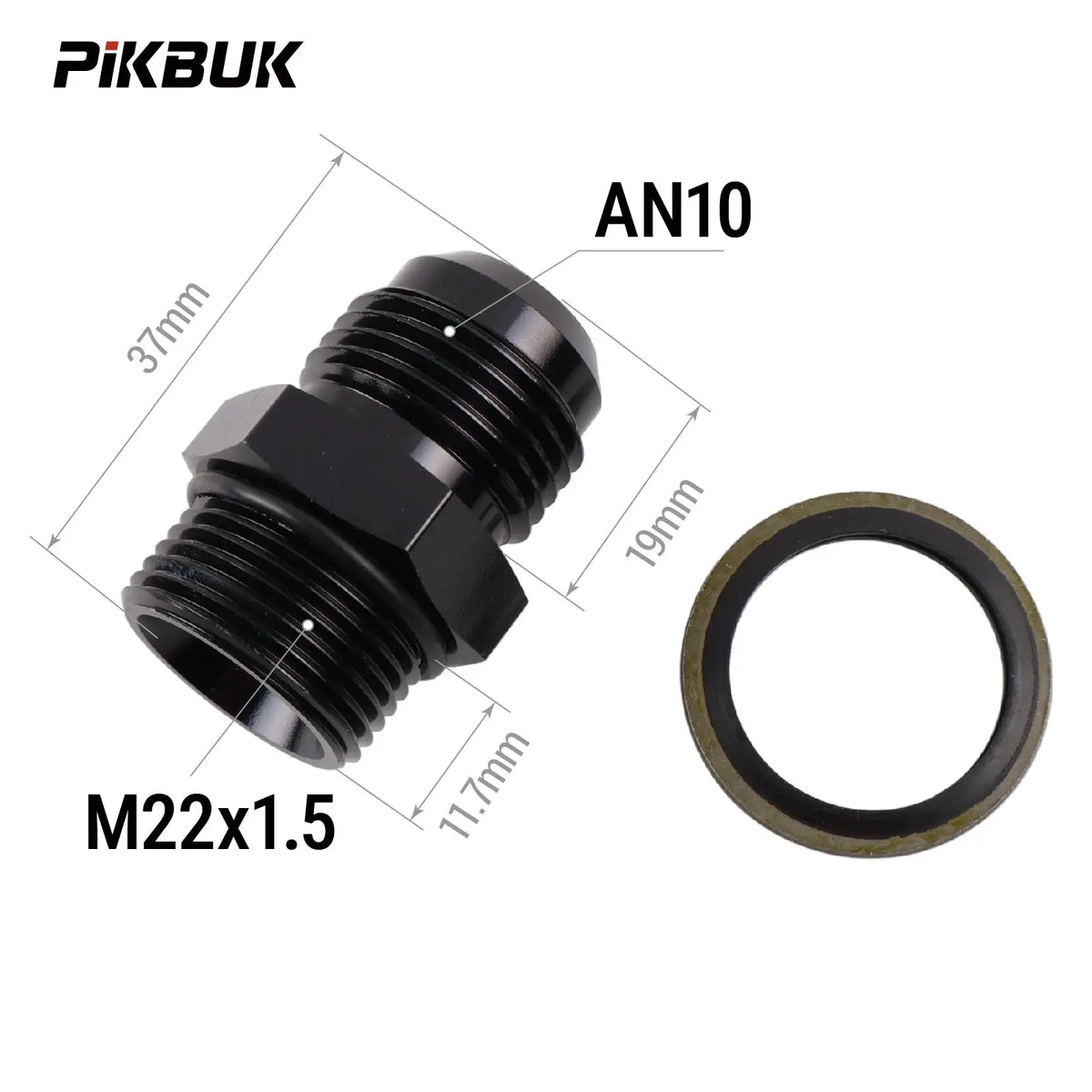 PIKBUK Aluminum AN10 to M12/14/16/18/20/22x1.5 Adapter Flare Fitting Auto Hose Fitting Male Oil Cooler Fitting by InterCyprus Trading Ltd