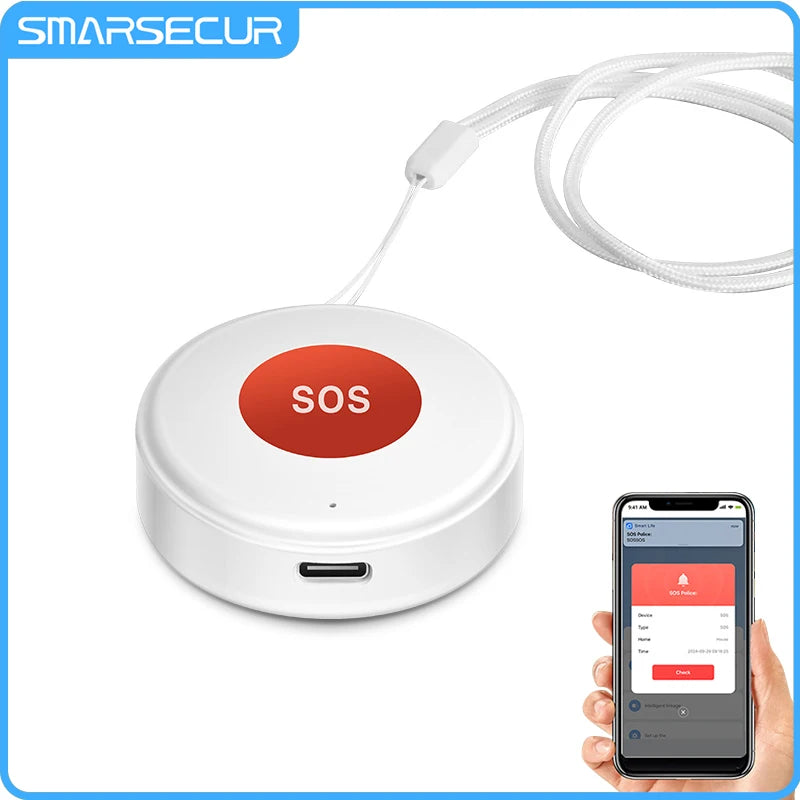 Tuya WiFi SOS Button Hanging Rope - One Key Emergency