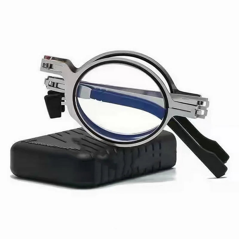 Portable Blue Light Blocking Reading Glasses for Men and Women Round / +150