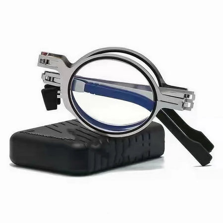 Portable Blue Light Blocking Reading Glasses for Men and Women Round / +150