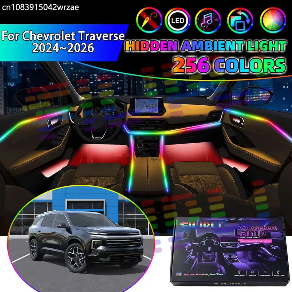 For Chevrolet Traverse 2024 2025 2026 MK3 RGB Car Interior Ambient Lights Strips Breathing Lighting Kit App Control LED strips by InterCyprus Trading Ltd