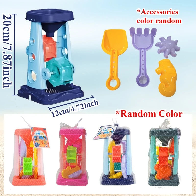 Children's Summer Beach Toy Set - Sand Wheel, Bucket, Shovel, Rake, Sailboat &amp; More for Creative Play