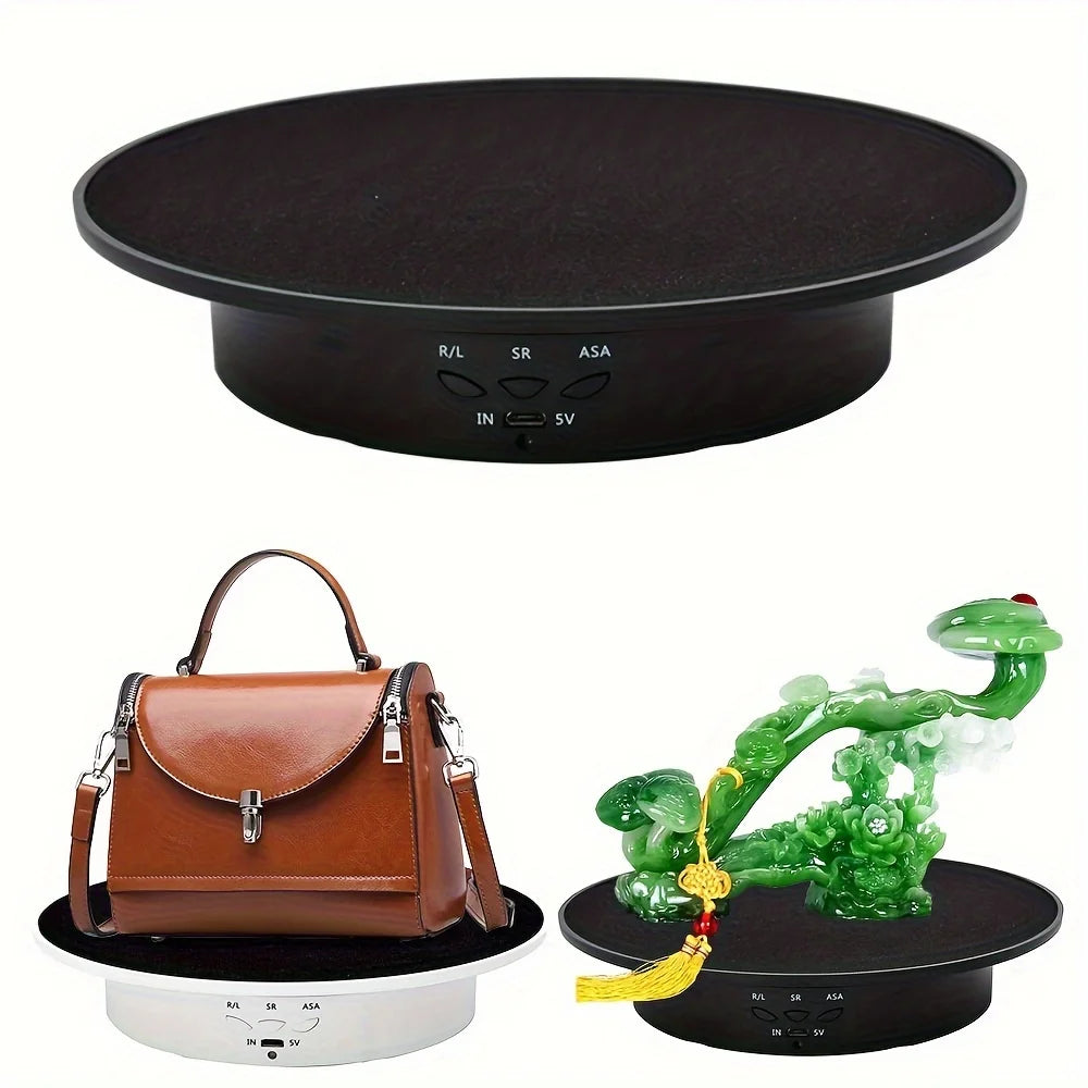 360 Degree Electric Rotating Turntable &ndash; Rechargeable, Smooth &amp; Quiet Display Stand