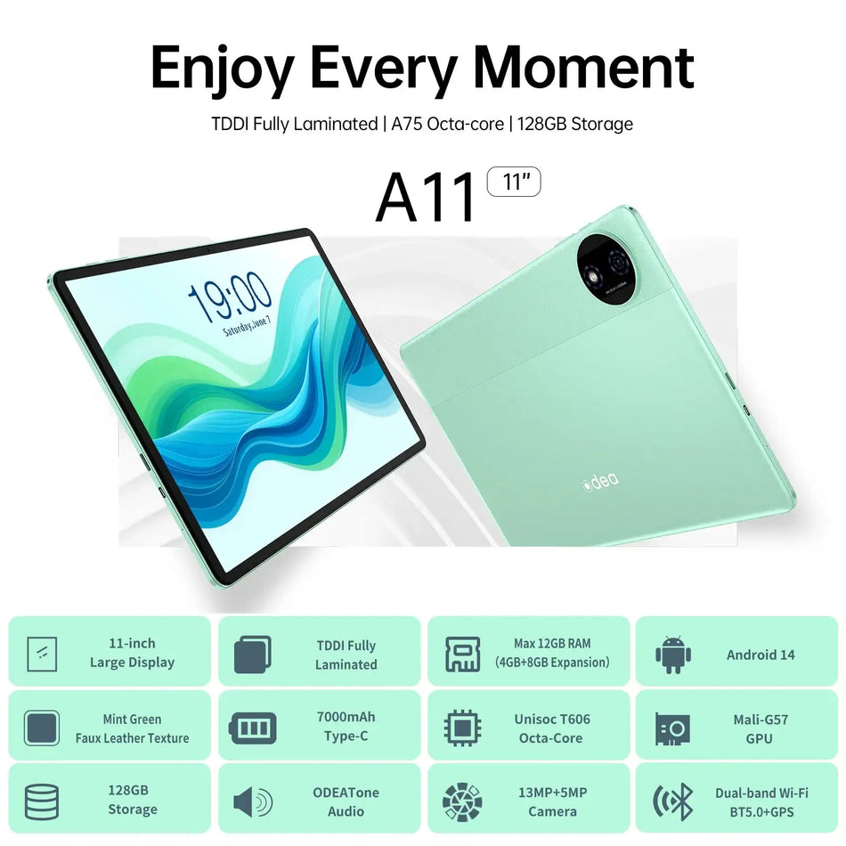 Odea A11 Tablet Android 14 Unisoc T606 12GB RAM 128GB GPS