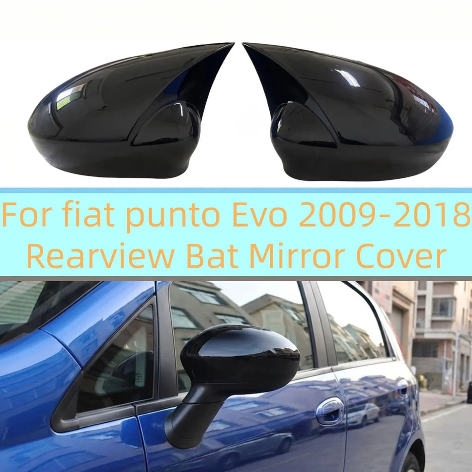 Pair Side Mirror Cover Caps For Fiat Punto Evo 2009-2018 by InterCyprus Trading Ltd