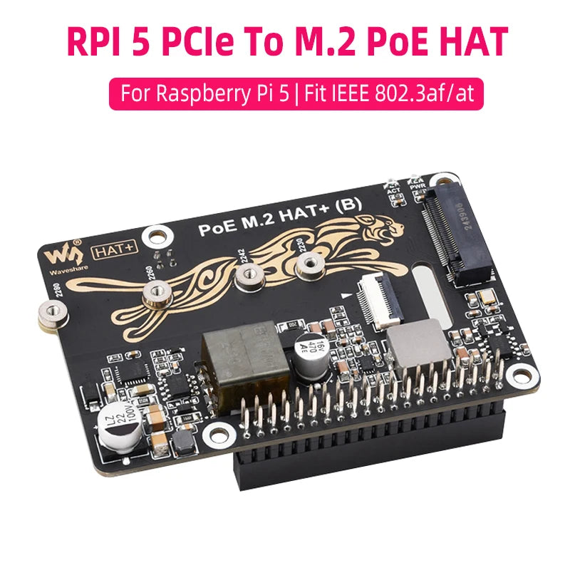 Raspberry Pi 5 PoE M.2 HAT Plus &ndash; High-Speed NVMe Solid State Drive Support