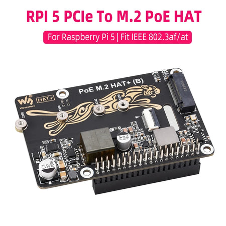 Raspberry Pi 5 PoE M.2 HAT Plus &ndash; High-Speed NVMe Solid State Drive Support