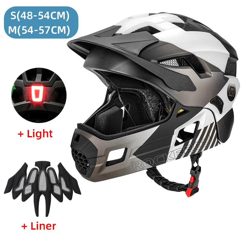 ROCKBROS Kids Detachable Full Face Helmet for Cycling and Skating titanium with light / TS-61 S(48-52cm) / CHINA