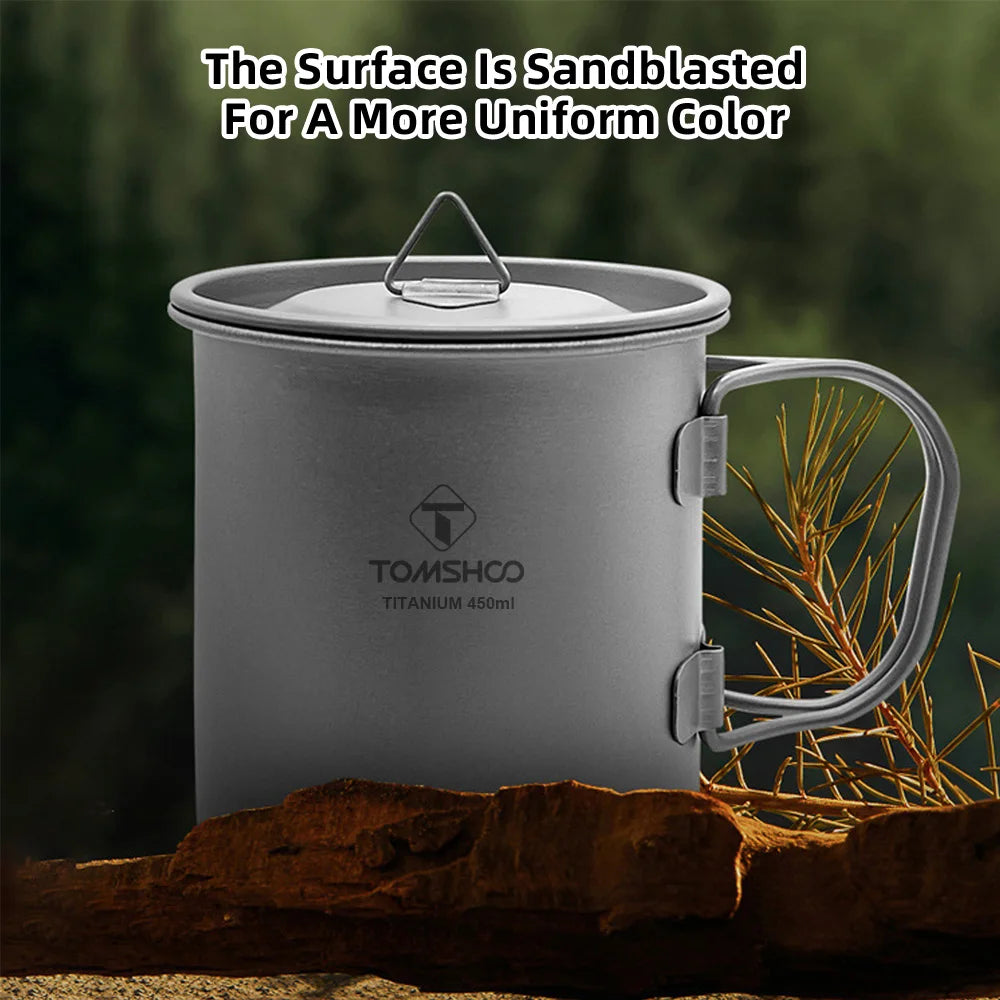 Travel Mug With Spoon Pure Ti Folding Handle &ndash; Lightweight