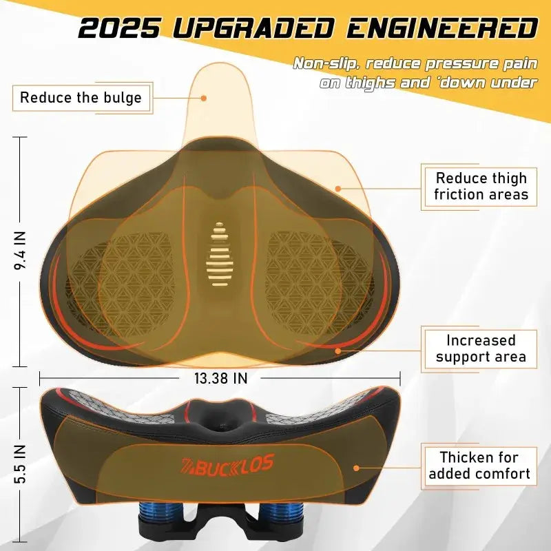 BUCKLOS Extra Wide Bicycle Saddle Oversize Bike Seat Shock Absorption Bicycle Seat for Peloton Exercise Bike Ebike Cruiser Bikes by InterCyprus Trading Ltd