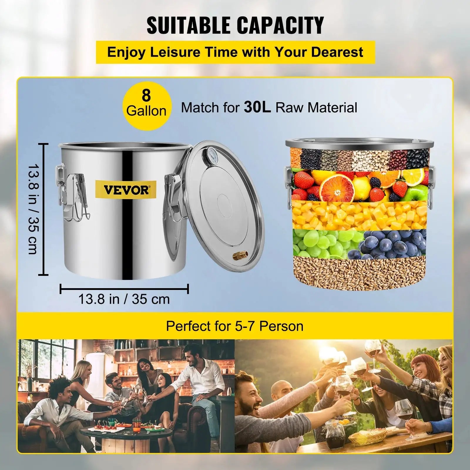 3 5 8 Gal Distiller Moonshine Kit Stainless Copper Pump