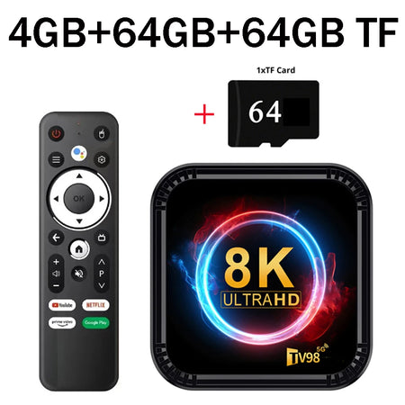 TV98 RK3528 TV Box &ndash; Ultra HD 8K Android 13 Quad Core tv98rk3528box4g128g / UK Plug