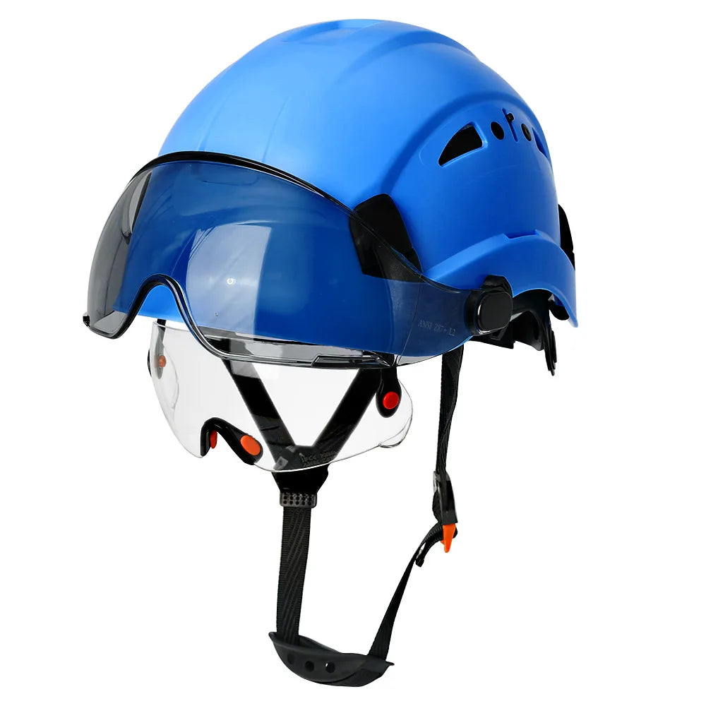 CE Safety Helmet With Double Goggles &ndash; Comfortable All Day Blue B