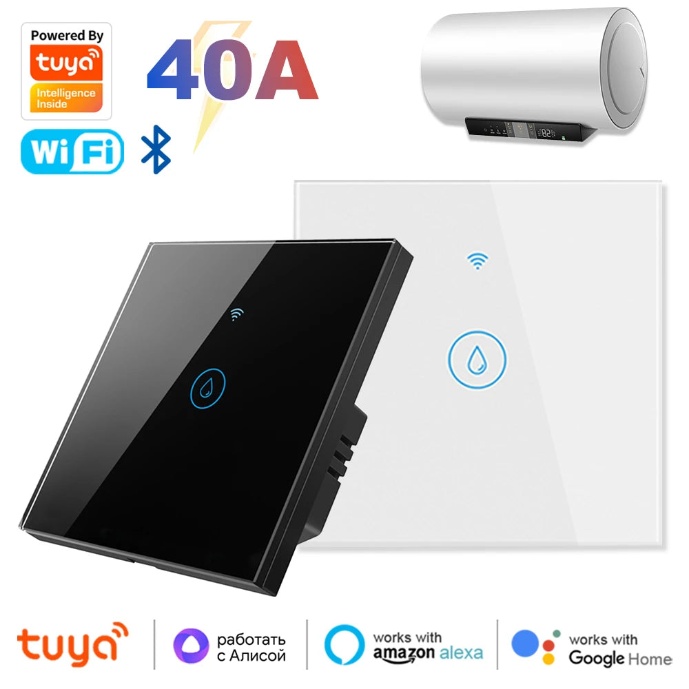 Tuya Smart 40A WiFi &amp; Bluetooth Water Heater Touch Switch