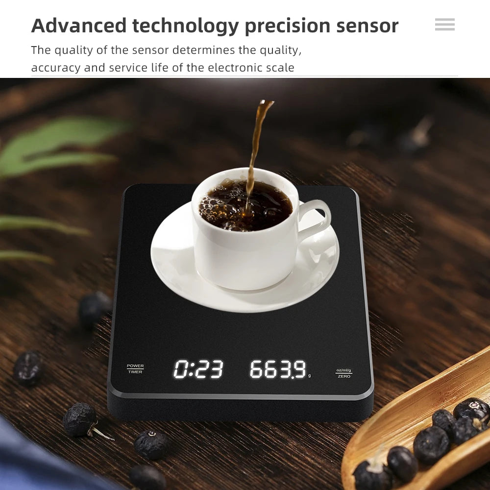Digital Coffee Scale USB With Timer &ndash; 0.1g Precision