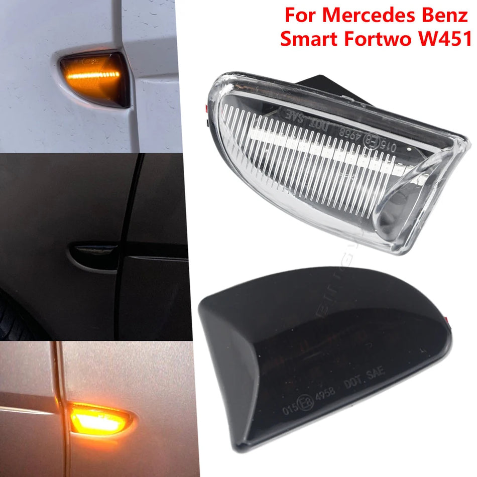 Sānu marķēšanas gaismas dūmakainā lēca dzintara LED dinamiskās gaismas Smart Fortwo MK1/MKII