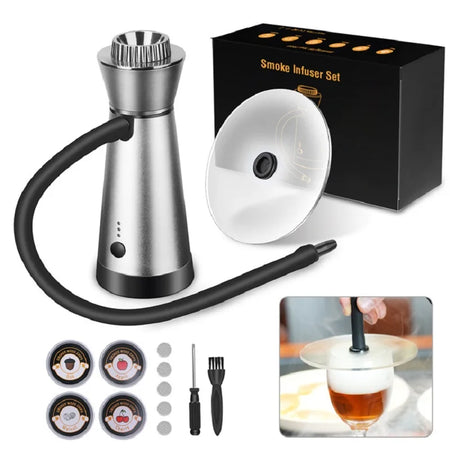 Smart Smoker Machine for Cocktail Drinks &ndash; Three Wind Modes Grey Smoker Kit
