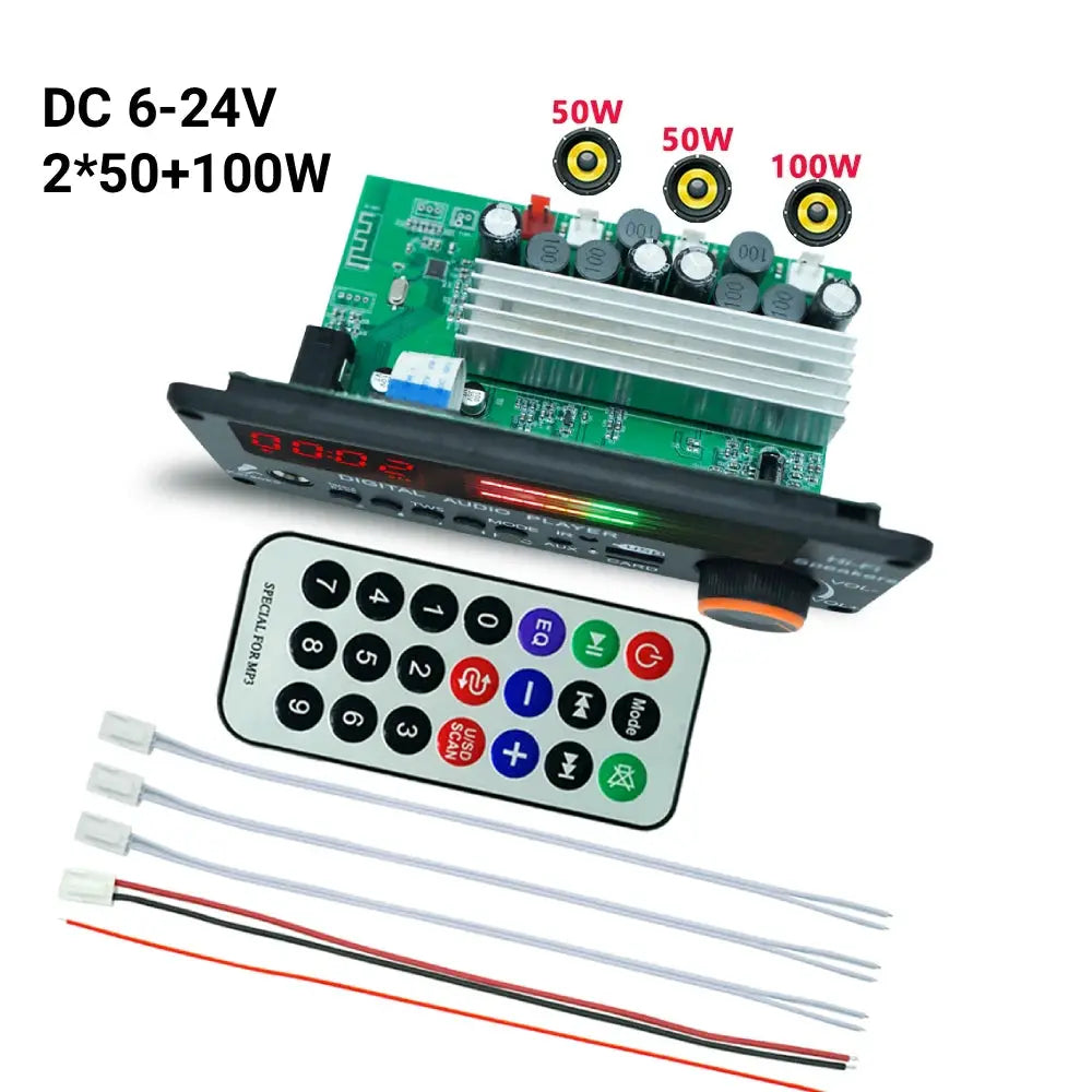 KEBIDUMEI 200W Amplifier Bluetooth 5.3 MP3 WMA Decoder Board 12V 100W Handsfree Car Audio 6.5MM Mic USB TF FM DIY Music Player by InterCyprus Trading Ltd