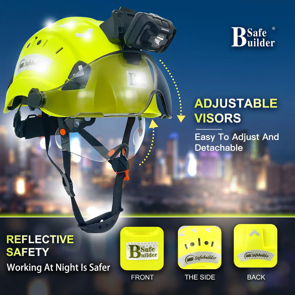 CR06 Safety Helmet With Visor Headlamp &ndash; Rechargeable Light