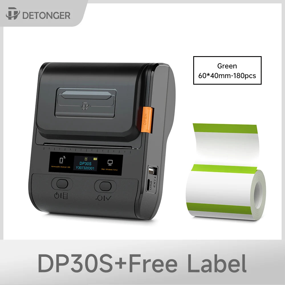 DETONGER DP30S &ndash; Portable Thermal Printer With Bluetooth DP30S 1RollColor / CHINA / UK Plug
