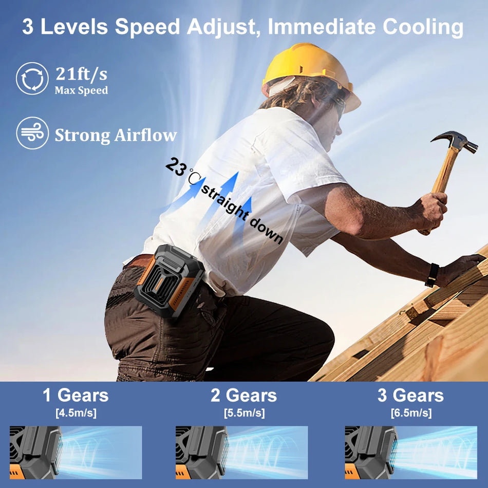 Portable Waist Clip Fan - USB Rechargeable Outdoor Cooling
