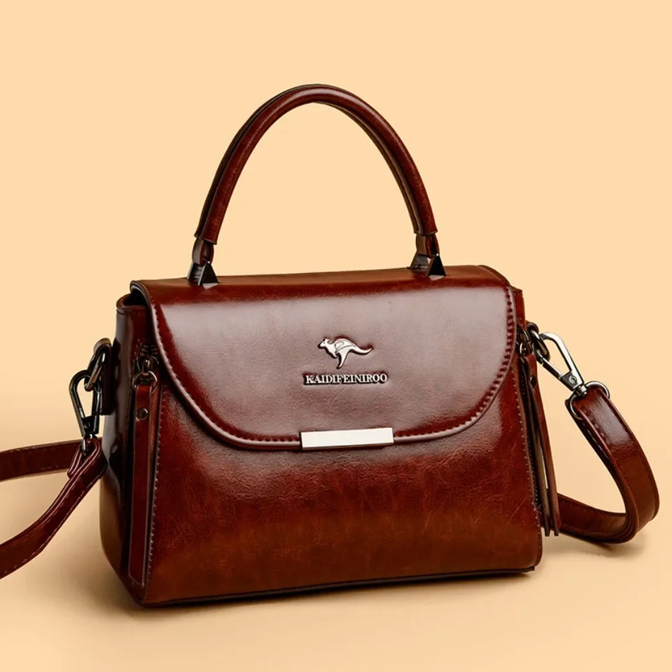 Geantă de mână de lux din piele pentru femei cu curea crossbody și mâner superior, geantă messenger casual de înaltă calitate pentru utilizare zilnică