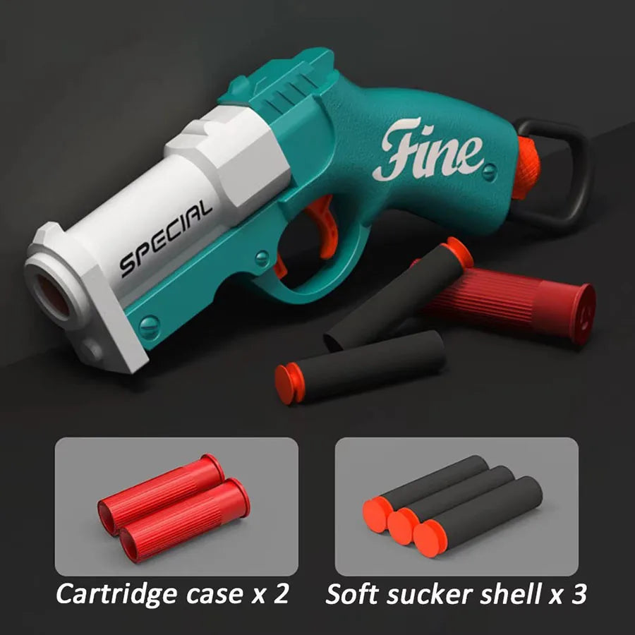 Mini S686 Shell Throwing Soft Bullet Launcher Toy Gun Airsoft Foam Bullet Blaster CS Outdoor Weapon Children Pistol cyan