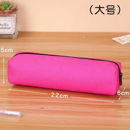 Kawaii Large Capacity Pencil Case - Durable Fabric School Supplies rose red
