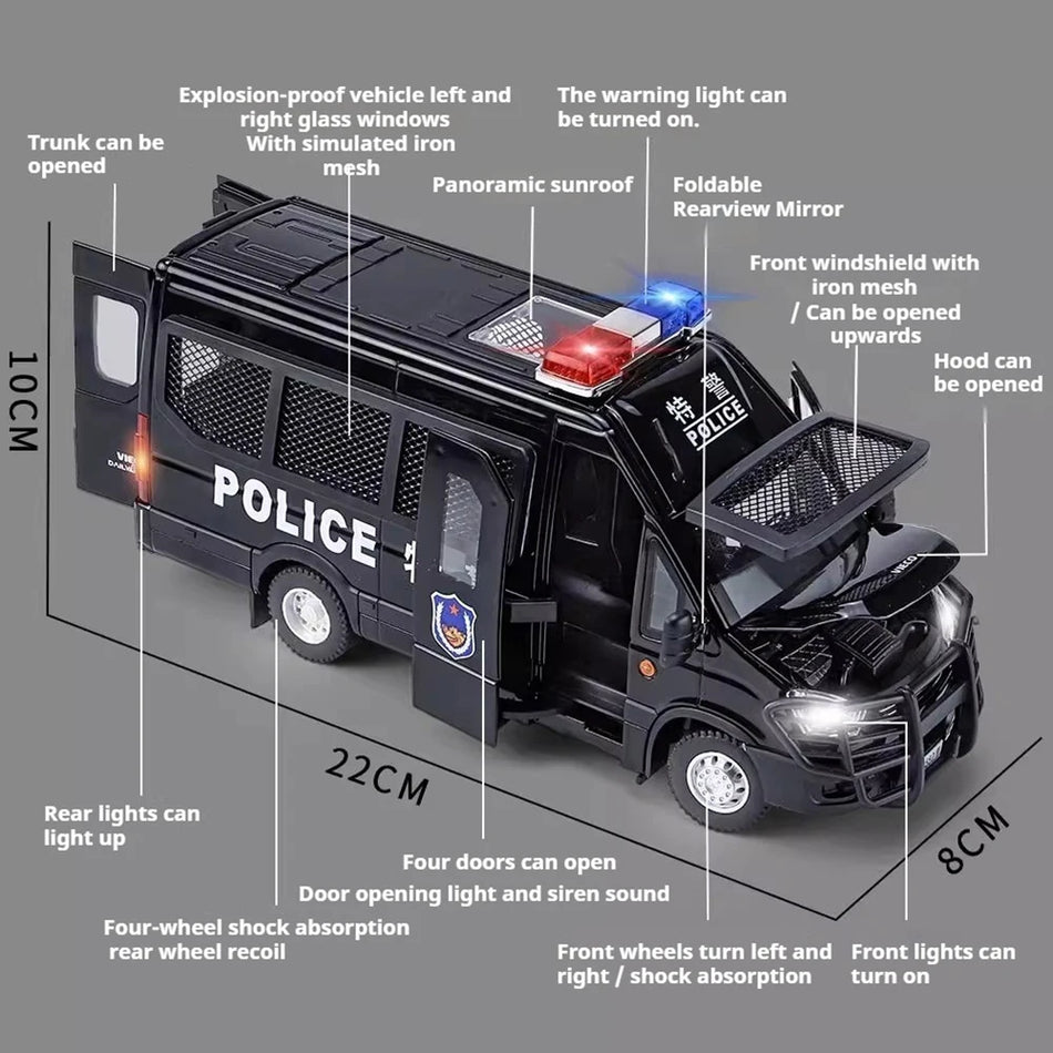 Diecast policijski avto v merilu 1:24 z zvokom in lučmi za Rezvani Vengeance