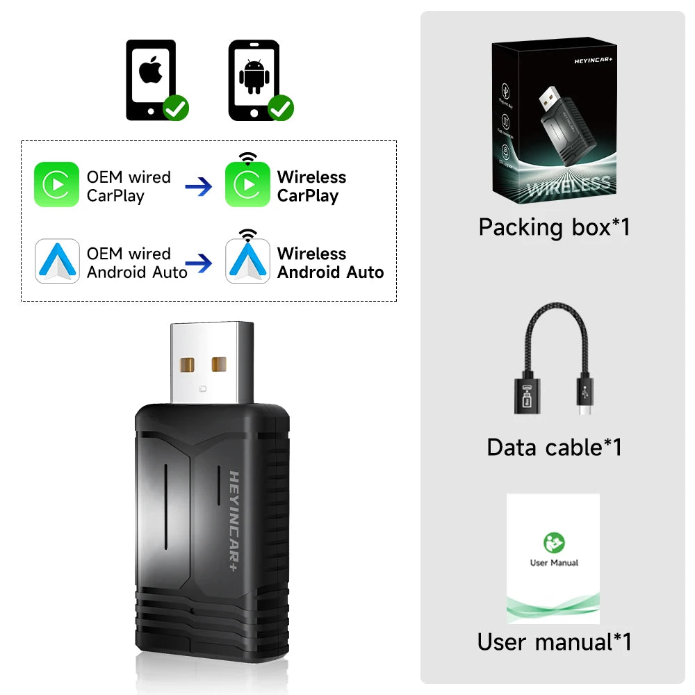 HEYINCAR 2025 2in1 Wireless Android Auto Adapter &ndash; Seamless Carplay Integration for Kia Models H-Air