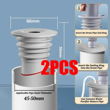 Silicone Sewer Seal Ring 2pcs 45-50mm gray
