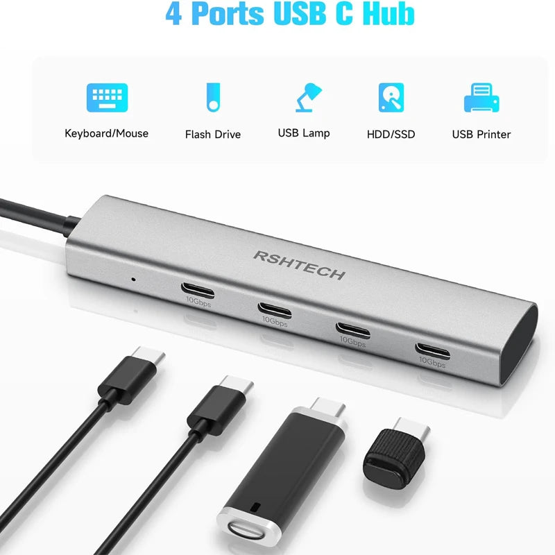 RSHTECH RX04 USB C Hub &ndash; Fast 10Gbps Data Transfer Pro