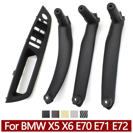4PCS Set Car Front Driver Door Handle Armrest Cover Interior Door Pull Handle Panel Trim Cover For BMW X5 X6 E70 E71 2007-2013 by InterCyprus Trading Ltd