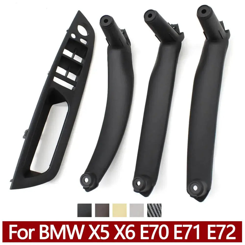 4PCS Set Car Front Driver Door Handle Armrest Cover Interior Door Pull Handle Panel Trim Cover For BMW X5 X6 E70 E71 2007-2013 by InterCyprus Trading Ltd