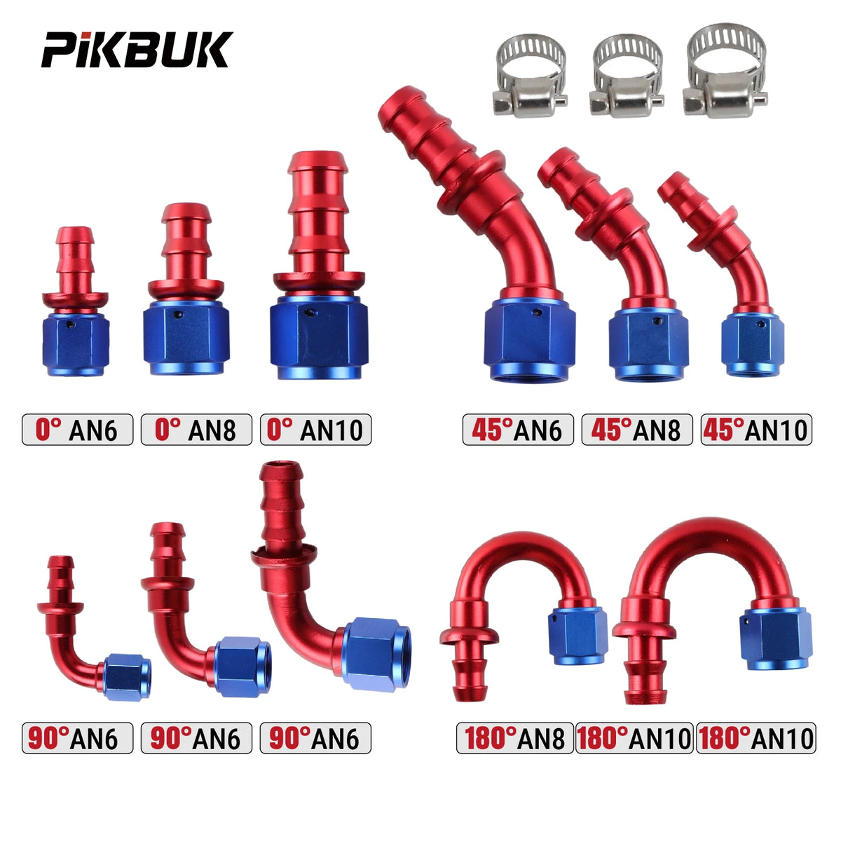 AN Push On Hose End Fittings For Fuel Line Adapter 4 6 8 10 12 by InterCyprus Trading Ltd